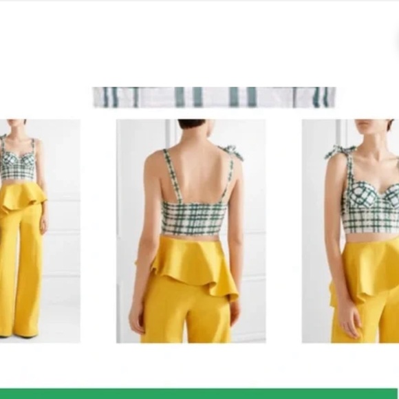 Rosie Assoulin Plaid Green and White Bustier Crop Top Size 10 - Picture 4 of 14